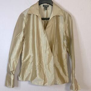 Lafayette 148 New York Women Beige 100% Silk Blouse Size 4